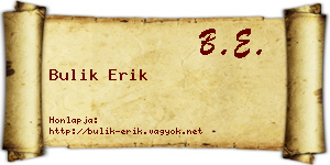 Bulik Erik névjegykártya